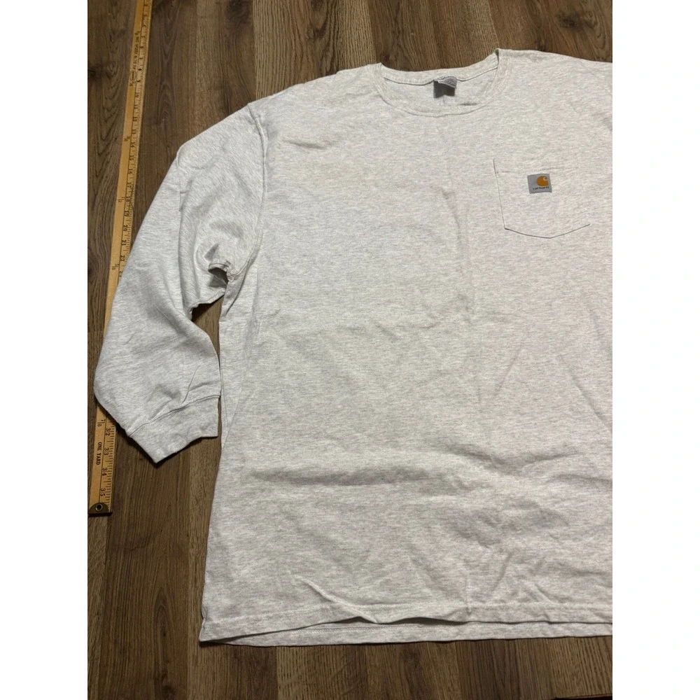 Carhartt Shirts Mens 2XL Gray Long Sleeve Pocket Crewneck Heavyweight